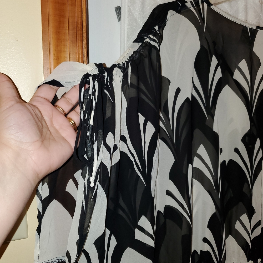 3x Worthington Short Sleeve black and white Pullover top blouse - Picture 4 of 7